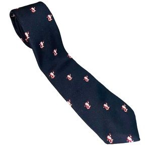 Vintage Navy Holiday Blue Christmas Santa Clause Men’s Neck Tie Woven In England